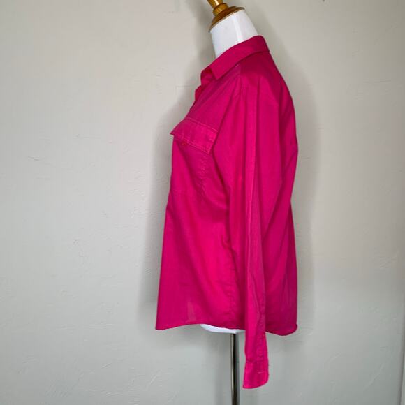 Cotton Blend Vintage Pink Button Up Blouse Medium - Picture 3 of 8